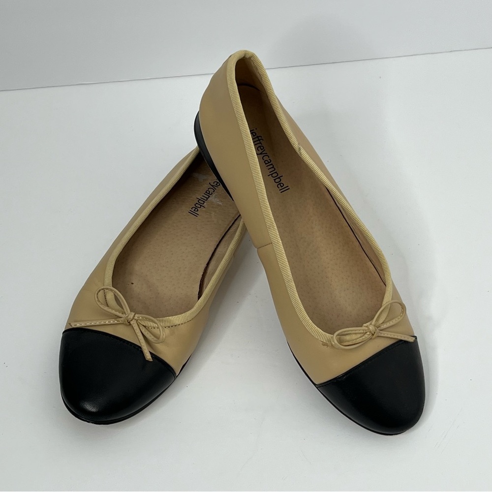 Jeffrey Campbell nude & black cap toe ballet flat size 8 1/2 - Picture 2 of 6